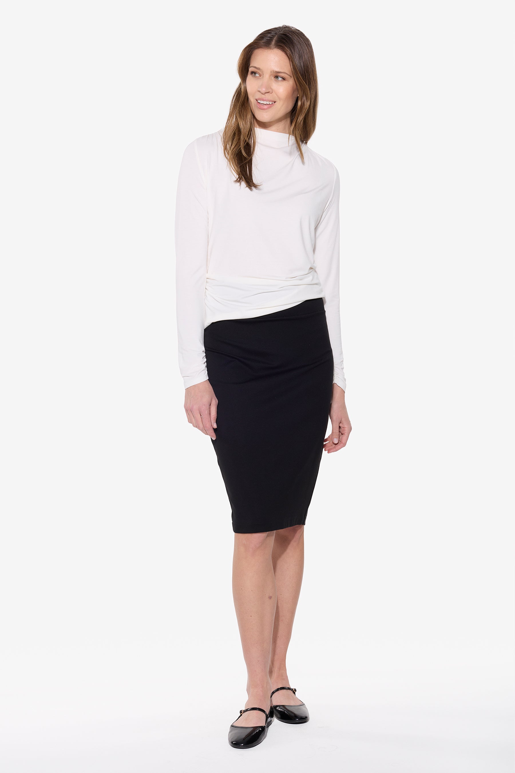 Pull-On Flocked Animal Ponte Pencil Skirt