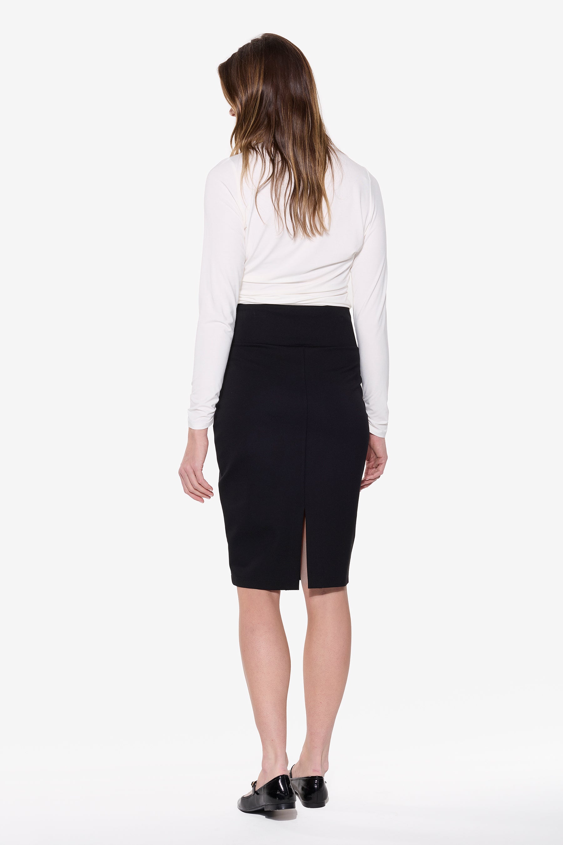 Pull-On Flocked Animal Ponte Pencil Skirt