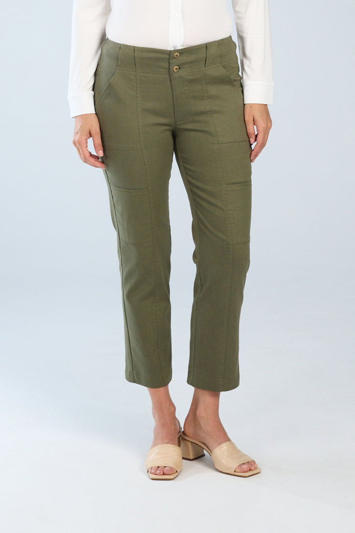 Stretch Denim Crop Cargo